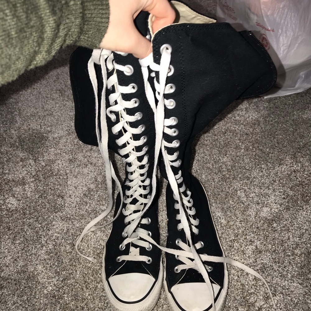 Knee high black converse